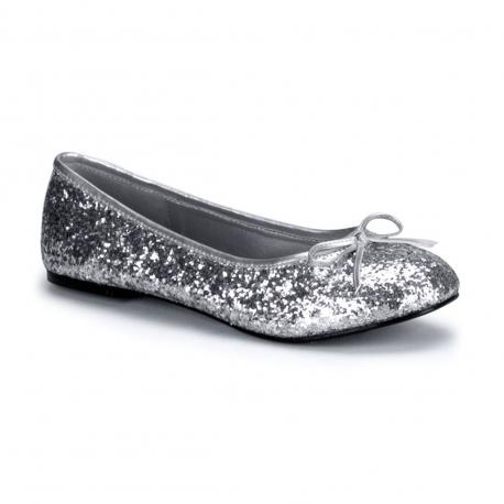 Ballerine argent e paillet e noeud vegan adulte du 35 au 42 1 2