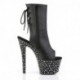 Bottines de soirée à plateforme en strass avec talon stiletto et lacets à l'arrière
