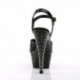 Sandale plateforme talon aiguille noire incrustée de strass