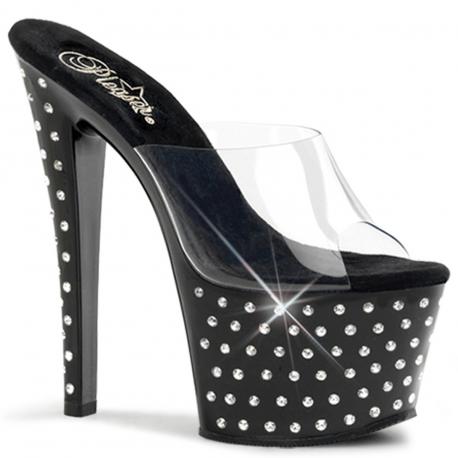 Mule plateforme à strass noire STARDUST-701