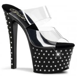 Mule plateforme à strass noire STARDUST-702