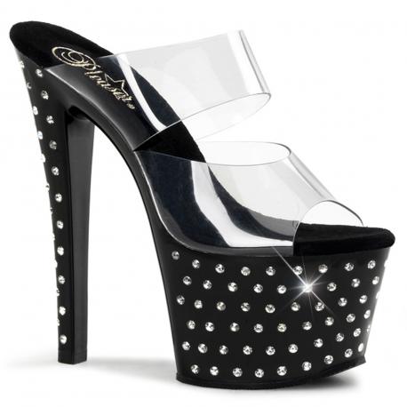 Mule plateforme à strass noire STARDUST-702