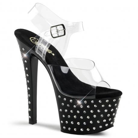 Sandale plateforme à strass noire STARDUST-708