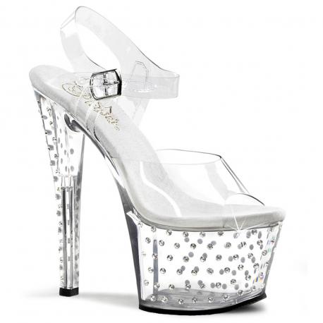 Sandale plateforme à strass transparente STARDUST-708