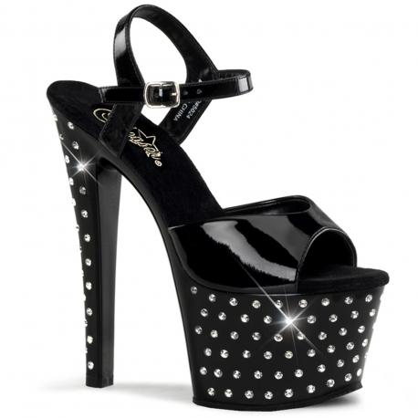 Sandale plateforme à strass noir STARDUST-709