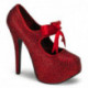 Chaussure burlesque paillettes à haut talon et plateforme rouge