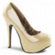Escarpin plateforme crème vernis à talon aiguille 15 cm
