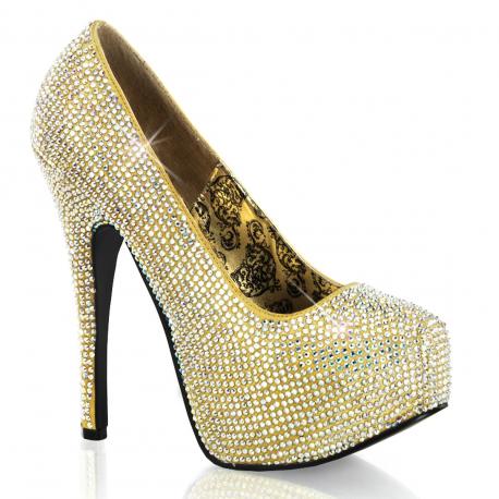 Escarpin doré et strass à plateforme TEEZE-06R