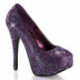 Escarpin plateforme haut talon violet iridescent recouvert de strass | Style Burlesque & spectacle