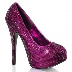 Escarpin plateforme haut talon violet recouvert de strass | Style Burlesque & spectacle