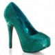 Escarpin plateforme haut talon turquoise recouvert de strass | Style Burlesque & spectacle