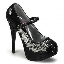 Escarpin plateforme à pailletes noir TEEZE-07SQ