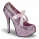 Escarpin plateforme haut talon rose pailleté et noeud satin TEEZE-10G