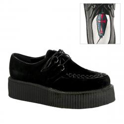 Creepers DemoniaCult homme en daim velours noir - vegan du 35 au 44