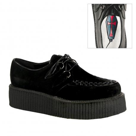 Creepers DemoniaCult homme en daim velours noir - vegan du 35 au 44