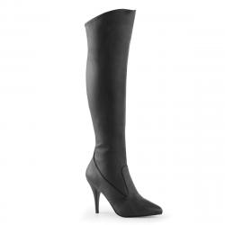 Cuissardes / genouillère femme noires en cuir à talon aiguille