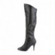 Cuissardes femme noires en cuir à talon aiguille 10 cm
