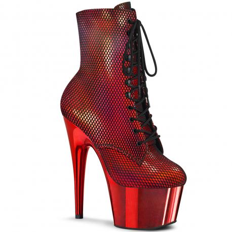 Chaussure pole dance rouge à résille noire à talon aiguille | Adore