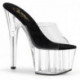 Mule pole dance transparente à plateforme plexi et talon 18 cm Pleaser