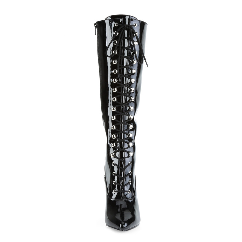 Botte noire vernis femme avec lacet a talon haut sexy du 35 5 au 46