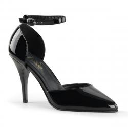 Escarpin ouvert Noir vernis talon aiguille 10 cm