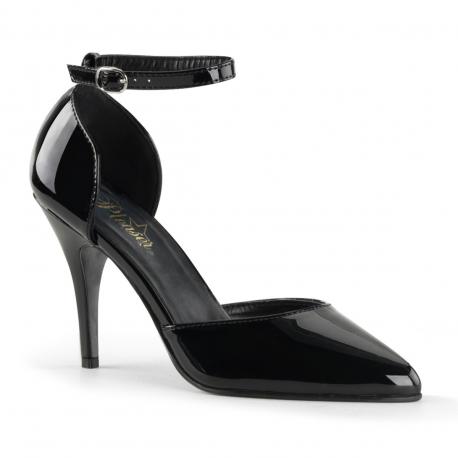 Escarpin ouvert Noir vernis talon aiguille 10 cm