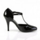 Escarpin Salomé talon aiguille fines brides Noir vernis