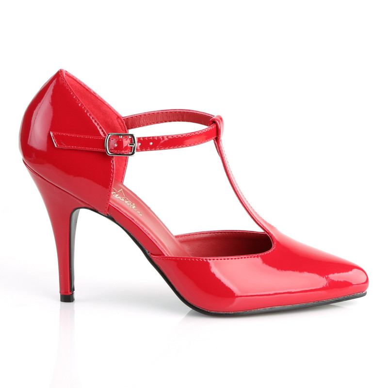 Escarpin Salom talon aiguille 10 cm rouge vernis petite grande