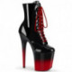 Bottine pole dance noire vernis à plateforme dégradé rouge et noir vernis et talon 20 cm Pleaser