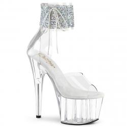 Sandale Plateforme haut talon 18 cm et bride cheville paillettes| Pole dance Pleaser