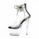 Sandale Pole dance talon 18 cm transparente et bride cheville strass Pleaser shoes