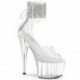 Sandale Pole Exotic haut talon transparente et bride cheville strass | Pleaser
