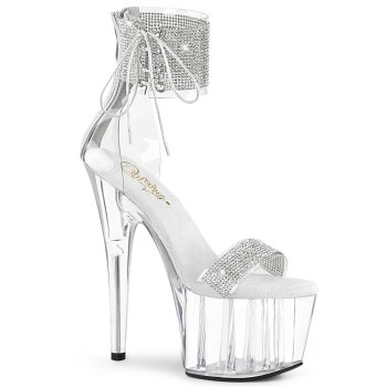 Sandale pole exotic strass à plateforme plexi et talon 18 cm Pleaser