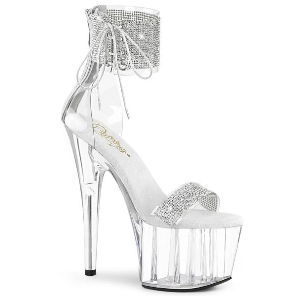 Sandale pole exotic strass à plateforme plexi et talon 18 cm Pleaser