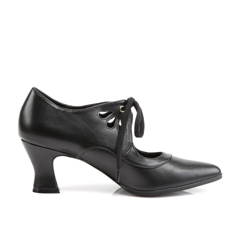Chaussure victorienne noire a lacet et talon bobine C le pied