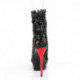 Bottine sexy à sequins noire à talon aiguille 15 cm rouge bout ouvert et strass