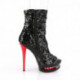 boot sequins noire à talon aiguille 15 cm rouge bout ouvert et strass