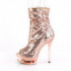 Chaussure plateforme talon aiguille 15 cm bout ouvert à sequins rose gold et strass