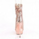 Bottine plateforme talon aiguille 15 cm bout ouvert à sequins rose gold et strass