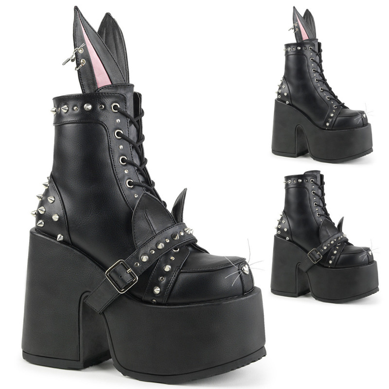 Chaussure gothique lolita Bunny a lacets avec gros talon carre et plateforme DemoniaCult