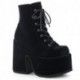 Bottines gothique velours noir à gros talon chunky et plateforme à lacets | DemoniaCult femme