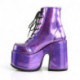 Bottine gothique violet iridescent à gros talon chunky et plateforme à lacets | DemoniaCult femme