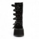 Bottes goth femme / homme en velours noir avec fermeture multi-sangles et clous DemoniaCult