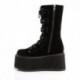 Bottes DemoniaCult gothique femme / homme en velours noir avec fermeture multi-sangles et clous