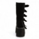 Bottes gothique femme / homme en velours noir avec fermeture multi-sangles et clous DemoniaCult