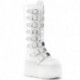 Botte gothique blanche compensée DemoniaCult à boucles et zip arrière