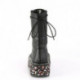 Botte gothique DEMONIA noire avec semelle compensée à fleurs pour femme
