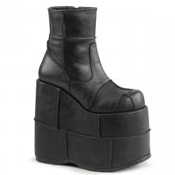 Boots gothiques noirs homme avec multi empiècements unis, semelle compensée du 37 au 45