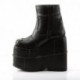 Boots gothiques noirs homme avec multi empiècements unis, semelle compensée du 37 au 45