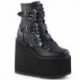 Bottines Plateforme Gothiques Noires à Boucles Chauve-Souris Demonia